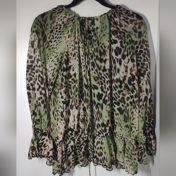 Vintage Baby Phat Leopard Print Blouse - Green and Brown Size 2X #432 - Picture 1 of 2